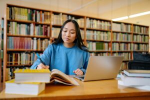Girl studying.